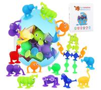 PBUSPU 27 Pezzi Giocattolo con Ventosa, Animali Giocattolo in Silicone, Sucker Toys per Bambini , per Bambini 3 4 5 6 Anni, Ventosa con Organizzatore, Giocattolo Sensoriale Montessor