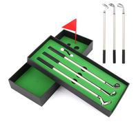 PBUSPU 3 Penne per Mazze da Golf in Metallo, Set di Penne da Golf, Campo da Mini Golf,3 Penna a Sfera, Una Bandierina e 2 Palline, Regalo da Golf per Uomini e Padre, Natale, Souvenir da Golf di Affari
