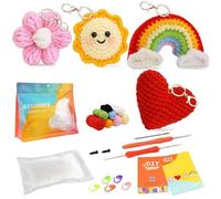 PBUSPU 4 Pezzi Fai Uncinetto Kit, Set all'Uncinetto per Principianti, Peluche Tessuto Animale Uncinetto Appendere Ornamento Con Uncinetto Set, con Uncinetti, Filato, Video di Istruzioni