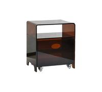 PBWERIGL Tavolino laterale in acrilico, Comodino 2 in 1 in acrilico con cassetti e rotelle multicolore(Brown)