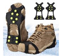 PBWZF Punte per scarpe invernali, picchetti per scarpe da neve, antiscivolo, artigli per scarpe con 10 denti, scarpe con ramponi da ghiaccio per uomo e donna L