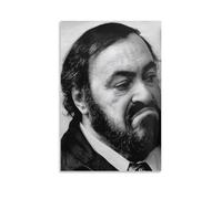PBYOSCZYE Luciano Pavarotti Black White Fan Art - Decorazione da parete moderna per camera familiare, 50 x 75 cm