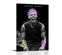 PBYOSCZYE Tennis Player Rafael Nadal Black White Fan Art - Stampa da parete, decorazione moderna per camera familiare, 20 x 30 cm