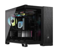 CORSAIR 2500X Small-Tower mATX Case per PC a Doppia Camera - Vetro Temperato Panoramico - Compatibile con Scheda Madre a Connessione Inversa - Nessuna Ventola Inclusa - Nero/Alluminio Ossidiana
