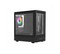 Noua Nexus PK100, Case Gaming MicroATX Compatto, Ventola PWM ARGB, Vetro Temperato a Doppia Finestra, Micro Tower con USB 3.0 e TYPE-C, Nero
