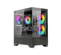 Nuwo Flow FK100 Case PC Gaming Micro-ATX Mini Tower | 3 Ventole ARGB 120mm | Pannello Frontale e Laterale in Vetro Panoramico | Nero