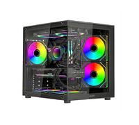 Nuwo Vitra BK100 | Case PC Gaming Micro-ATX Micro Tower | 3 Ventole ARGB 120mm | Struttura Doppia Camera | Pannello Frontale e Laterale in Vetro Temperato | Nero