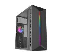 MARS GAMING MC-BLAZE, Case Gaming ATX, 1x Ventola Posteriore FRGB 80mm, Striscia LED RGB Frontale con Effetti Multipli, Finestra Laterale Completa, Mid-Tower PC con Ampia Capacità Interna, Nero