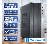 PC Computer Fisso Assemblato i5-12400 Ram 16GB SSD 500GB Windows 11 Pro Grigio