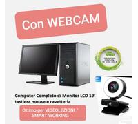 PC Computer Fisso usato completo di Monitor 19" Dual Core 4GB 250 GB con WEBCAM