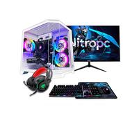 NitroPC - Pack Silver | PC Gaming completo (AMD Ryzen 5 5500 6/12 4.2 GHz, RTX 3050 6 GB, RAM 16 GB, M.2 1 TB, Windows 11 | WiFi, monitor 24", tastiera, mouse, cuffie) PC desktop (bianco)