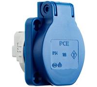 PC-Electric PCE1050B, Presa a incasso, Flangia 50 x 50, Blu, Impermeabilità IP54