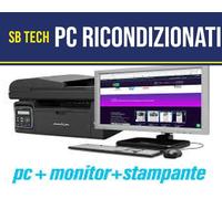 PC FISSO USATO COMPLETO STAMPANTE A4 + COMPUTER CPU CORE DUO 4 GB RAM 320 GB W10
