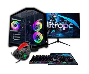 PC Gaming completo Nitropc Pack Bronze - AMD Ryzen 5 PRO 5655G, AMD Vega 7, RAM 16GB, 512GB SSD, Windows 11 PRO, WiFi, Nero - Monitor 24 FullHD + acessori - Nouvo