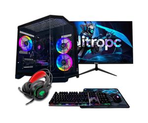 PC Gaming completo Nitropc Pack Silver - AMD Ryzen 5 5500, RTX 3050 6GB, RAM 16GB, M.2 1TB, Windows 11, WiFi, Nero - Monitor 24 FullHD + acesori - Nouvo