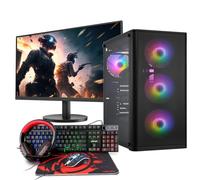 PC gaming fisso completo, Ryzen 5 3400G 4x 3.70GHz, 16 GB DDR4, 1000 GB SSD M.2, Windows 11 Pro 64 bit + 24 pollici + set Ultron Hawk Gaming Kit 4in1
