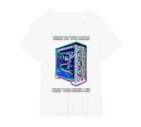 PC Master Race - PC da Gioco LED - T-Shirt con ventole a LED Maglietta, Donna Plus-Size, Bianco, 6X