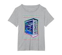 PC Master Race - PC da Gioco LED - T-Shirt con ventole a LED Maglietta, Donna Plus-Size, Grigio Melange, 6X