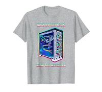 PC Master Race - PC da Gioco LED - T-Shirt con ventole a LED Maglietta, Uomo, Grigio Melange, 6XL