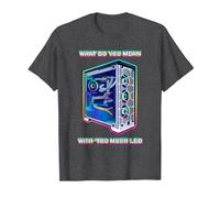 PC Master Race - PC da Gioco LED - T-Shirt con ventole a LED Maglietta, Uomo, Grigio Scuro, 6XL