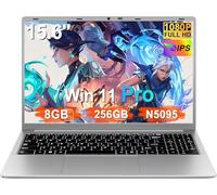 Pc Portatile 15.6 Pollici Celeron N5095 Upto 2,9 GHz Win11 Pro Laptop 8GB RAM 256GB SSD TF 1TB LPDDR4 5G WiFi 1080 FHD USB 3.0 Widevine L1 Computer Portatile Con il Topo Film Italiano - Silver-FXJ
