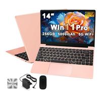 PC Portatile Win11 Pro Computer Portatile Notebook 14 Pollici 6+256GB SSD Expansion 1TB, 5000mAh Laptop Celeron N4020 fino a 2.8GHz, 5G WiFi BT4.2 Supporto Mouse Wireless & Protezione Tastiera-Oro