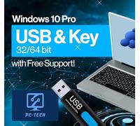 PC-TECH Compatible with Windows 10 Professional 64 Bit USB With Key. Factory fresh, Recover, Repair and Restore. Key code and USB install Included. Fix PC, Laptop and Desktop. Free Technical Support