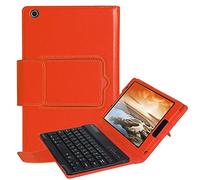 Pcatec Lenovo Tab3 8/Tab 2 A8 - 50 tastiera copertura staccabile - [New version] staccabile nascosta wireless Bluetooth tastiera muti-angle Folio Smart Cover in pelle PU per Lenovo Tab 3 8 (TB3 - 850 F/TB3 - 850 m)/Tab 2 A8 - 50 20,3 cm tablet Orange