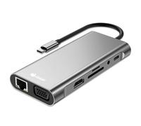 PcCom Essential HUB Docking 11 in 1 USB-C a 1x RJ45, 1x VGA, 1x HDMI 4K, 1x USB-C PD, 1x jack audio da 3,5 mm, 1x USB 3.0, 3x USB, 1x lettore di schede SD e TF