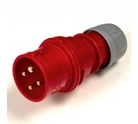 PCE 16A 4 Pin 3P + E 400V. 3 Phase. Rosso Cavo Montatura Uomo Spina. IP44