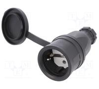 PCE-2511-S PRESA SCHUKO 16A 3P (1P+N+T) 250V IP44 3 POLI FEMMINA NERA SAFETY PLUG EU/B/F
