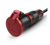 PCE 25732-sr Presa Schuko 16A 250V IP54 Serie TopTaurus2 con LED | Connettore gommato PA6 2K con coperchio ribaltabile, presa elettrica da esterno resistente agli urti, tipo F