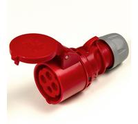 PCE 32A 4 Pin 3P + E 400V. 3 Phase. Rosso Cavo Montatura Femmina Presa IP44 (
