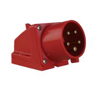 PCE 47407L - Spina da parete CEE, 32 A, 5 poli, colore: Rosso