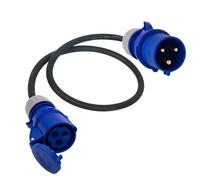 PCE - Adattatore blu da 16 A a 32 A, resistente, 16 A maschio a 32 A, cavo in gomma, 16 Amp Plug to 32 Amp Socket Adaptor