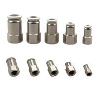 PCF 1/8" 1/4" 3/8" 1/2" BSP femmina x 4 6 8 10 12 14 16 mm tubo raccordi pneumatici in ottone connettore a innesto for compressore d'aria(10-02)