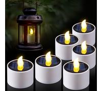 PChero 6pcs Candele LED Solari Ricaricabili Sfarfallio Tealight Impermeabile, Perfetto per Patio, Giardino, Matrimonio, Festa, Decorazioni Natalizie