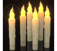 PChero Candele a LED affusolate con timer, 6 pezzi, candele galleggianti a LED senza fiamma, per Natale, Halloween, decorazioni per la tavola della casa e della stanza