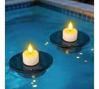 PChero Luci solari galleggianti per piscine, set da 2 pezzi, luce solare pond pond IP68, impermeabili, illuminazione per laghetti, candele con sensore di luce, per piscina, giardino, terrazza, balcone