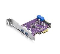 PCIe to (2) USB 3.0 Expansion Card, PCIe USB Add in Card, with 19-Pin Connector to extend 2 front USB 3.0 Ports, with 15-pin SATA power connector, Support Windows 10/8/7/XP, Linux