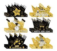 Pcingsia Cappelli di Capodanno, 18 cappelli di carta portatili a di corona, decorazioni per l'anno nuovo, diadema decorativo, accessori per foto, copricapo di Capodanno per feste in famiglia
