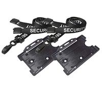 PCL Media ltd SIA - Cordino di sicurezza con porta badge, prestampato, con porta carte di credito e porta carte d'identità nero (confezione da 2)