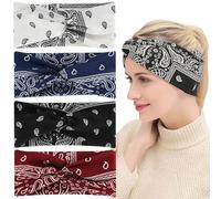 pclapora 4 Pezzi Fasce per Capelli Donna, Fasce per Capelli Boho Larghe a Testa Attorcigliata, Morbide e Traspiranti Fasca Bandane Donna Adatta per Yoga, Sport o Come Fascia per Lavaggio Viso