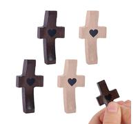pclapora 4 Pezzi Holz Kreuz, Crocifisso di Preghiera in Legno, Crocifisso con Cuore, Croce in Legno Intagliato, Croce di Consolazione da Ten-Ere In Mano, per La Festa di Pasqua, Decorazione, Ufficio
