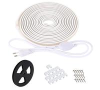 pcning Strip LED 220V 20 Metri Bianco con Spina da Interno Esterno Impermeabile IP67, 20M Nastro Luci COB LED Strip 220 Volt 4000K (20M, Bianco)