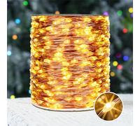PCORES Luci Fata 30M Collegabile con Telecomando, 300 LED Filo di Rame Warm White, Ghirlande Luminose LED per Camera, Soggiorno, Patio, Portico, Giardino, Albero di Natale (60M)