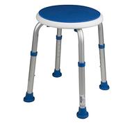 PCP - Sgabello da bagno, rotondo, antiscivolo, colore: Bianco/Blu