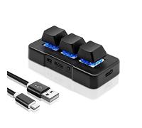 PCsensor Mini tastiera 3 tasti USB tipo C cablato tastiera meccanica gioco hotkey programma personalizzato con LED RGB per gaming, OSU, lavoro ufficio