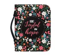 PCSJRKG Borsa per il trasporto della Bibbia per ragazzi e ragazze, grande borsa in pelle con tasca e cerniera, fiore con dedica, nera, XL, Fiore con dedica - Nero, x-large