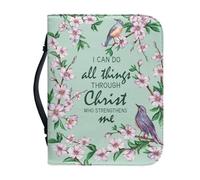PCSJRKG Borsa per la Bibbia con stampa di fiori passero, I Can Do All Things, Through Christ Who Strength Me, borsa per la Bibbia per chiesa, lavoro o scuola, borsa da donna in pelle con scomparti per